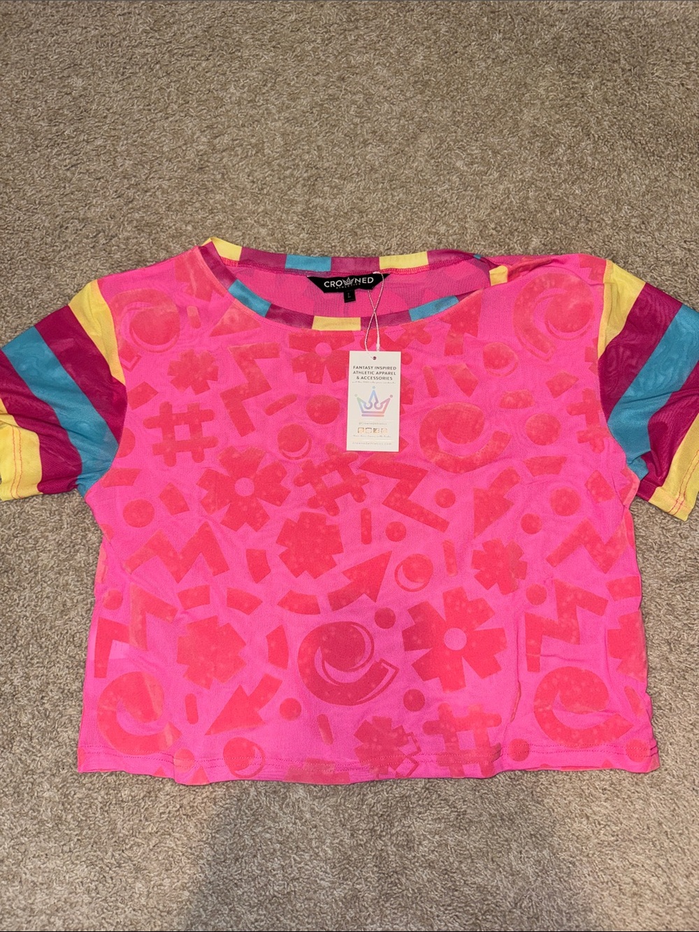 Crowned Neon Pink Graphic Crop Top - Crowned